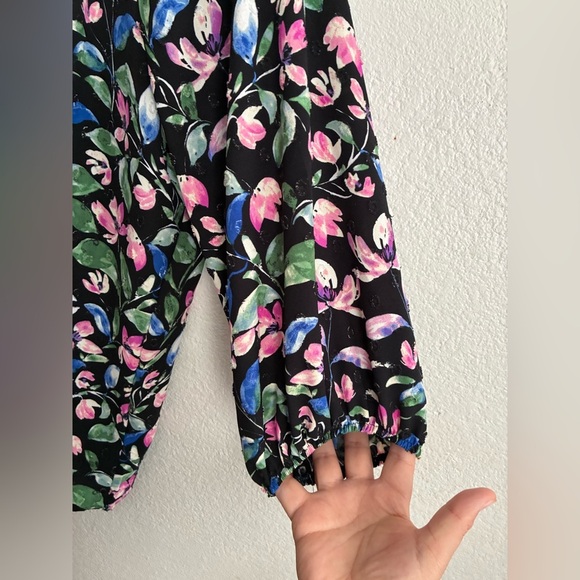 Adrienne Vittadini Floral Black and Pink Women's Blouse 3X - Picture 4 of 9